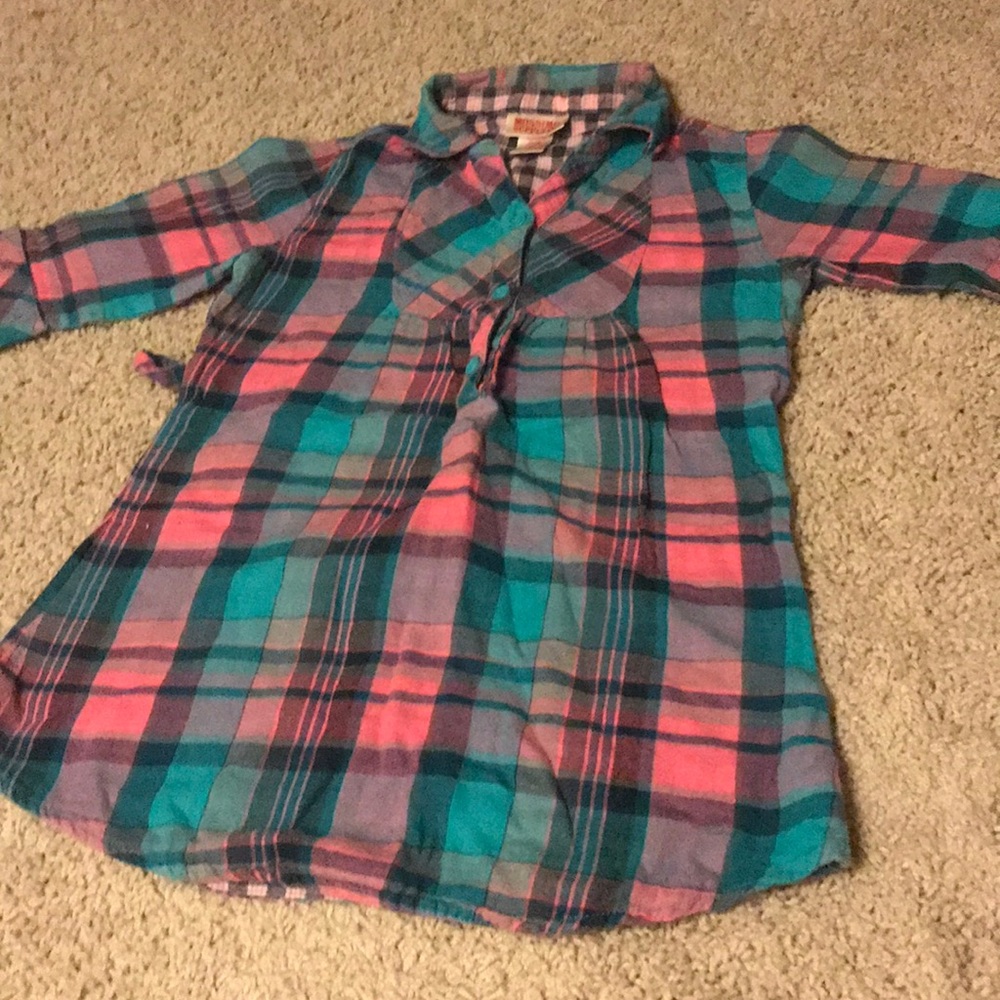 Girls half button flannel